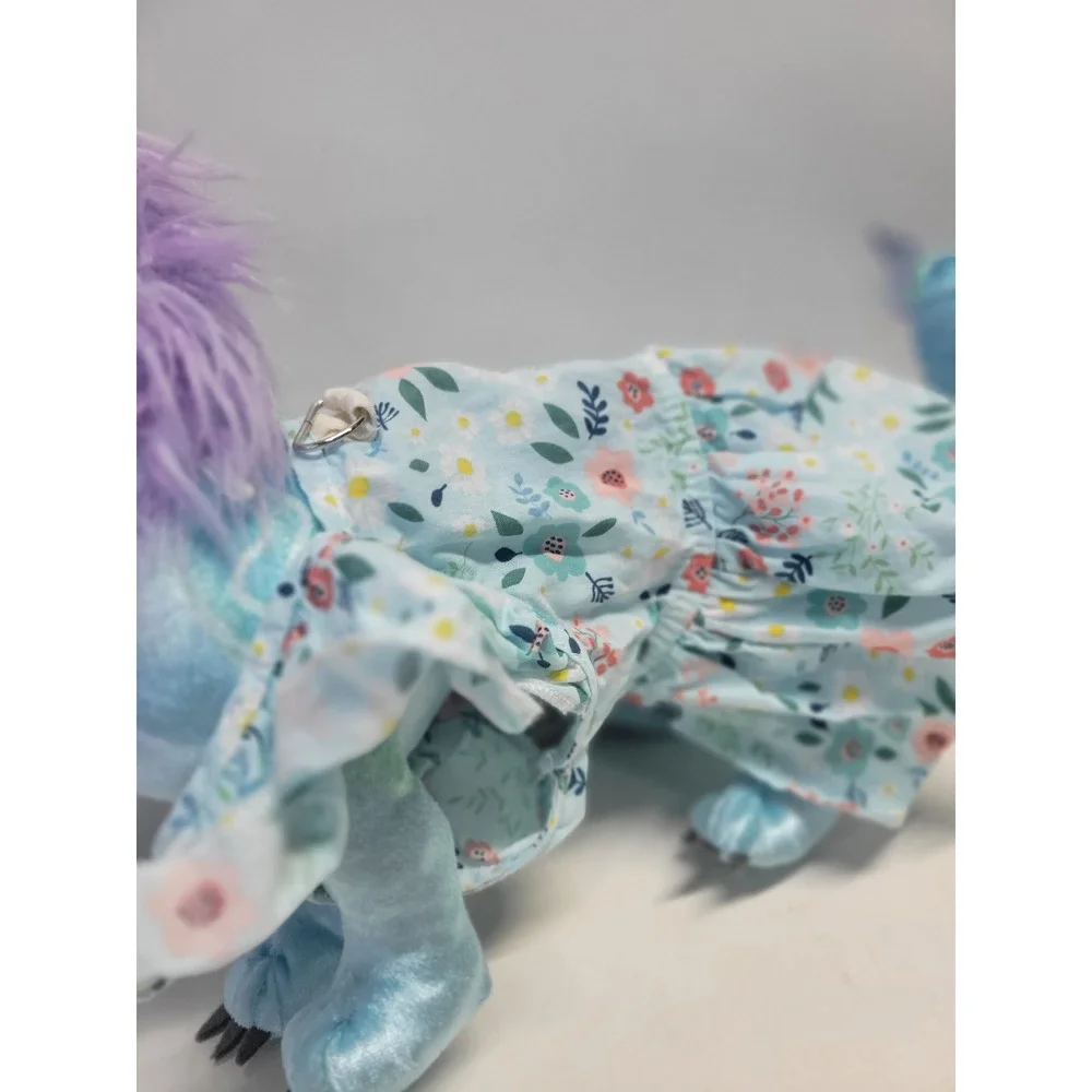 Dog or cat Blue Floral Dress Ruffle Sleeves‎ Skirt Pet apparel Small